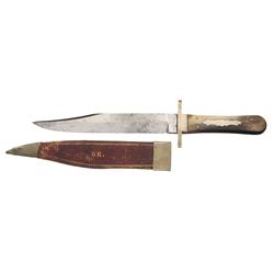 Manson Sheffield "Original" Bowie Knife with Silver Fittings and Leather Sheath