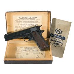 Outstanding Pre-War Colt Government Model .45 Caliber Semi-Automatic Pistol with Carton