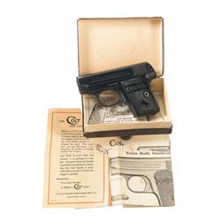 Excellent Colt Model 1908 Caliber .25 Hammerless Automatic Pistol with Original Box