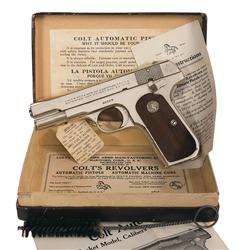 Excellent Colt Model 1908 380 Hammerless Pocket Semi-Automatic Pistol with Original Carton and Acces
