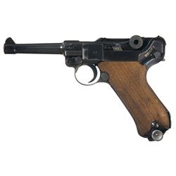 WWII Nazi Police P.08 Mauser Banner, 1942, Dated Luger Semi-Automatic Pistol with Original Police Ho