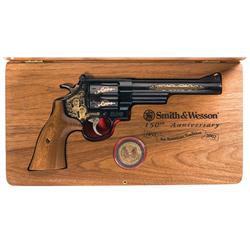 Cased Engraved Gold Inlaid Smith & Wesson 150th Anniversary Model 29-8 Double Action Revolver