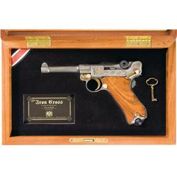 Cased Custom Engraved American Historical Foundation Iron Cross Luger