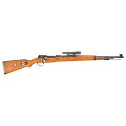 WWII Mauser "AR/43" Code K98 Bolt Action Rifle with ZF-41 Sniper Scope and Leather Sling