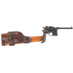 Mauser Wartime Commercial Broomhandle Pistol with Shoulder Stock and Leather Harness