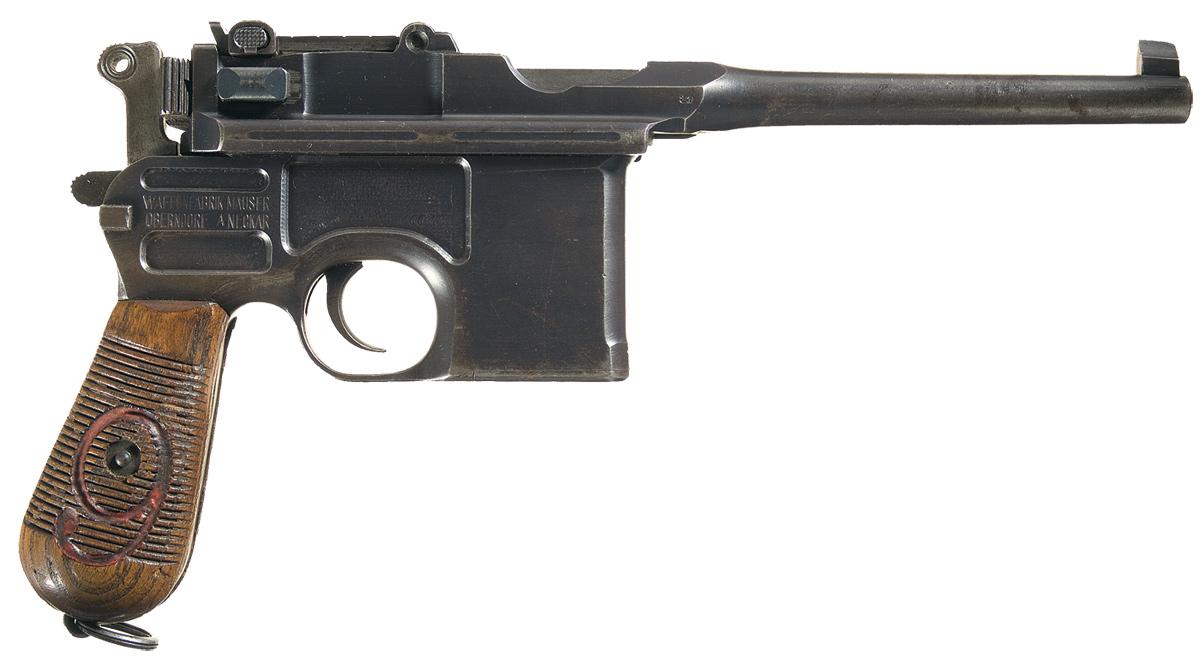 WWI Mauser Broomhandle RedNine 1920 Rework SemiAutomatic Pistol