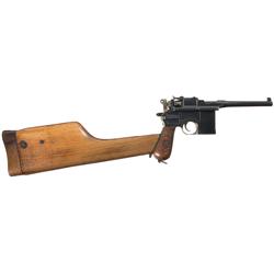 WWI 1896 Red-Nine Broomhandle Mauser Pistol with Wooden Shoulder Stock/Holster