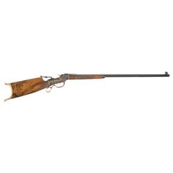 Exceptional Engraved Ballard Rigby Number 6 1/2 Off-Hand Rifle, Pictured in "More Single Shot Rifles