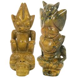 Two Stone Totem Statues