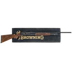 Engraved Gold Inlaid Browning Model 42 High Grade Slide Action Shotgun with Box