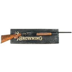 Cased Engraved Gold Inlaid Browning Model 42 High Grade Slide Action Shotgun with Original Box