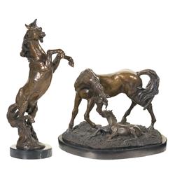 Two Horse Themed Bronze Statues