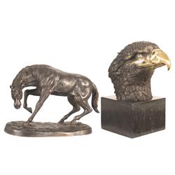 Two Animal Themed Bronze Statues