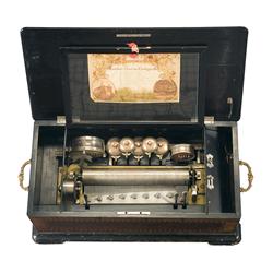 Superb Multi-Tune Music Box with Percussion Elements, 68 Notes and 10 Songs