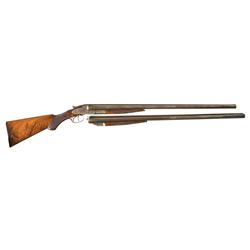 Engraved L.C. Smith/Hunter Grade 2 Damascus Double Barrel Hammerless Side by Side Shotgun with Match
