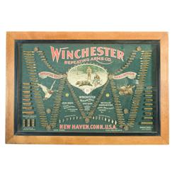 Excellent Winchester "Double W" Cartridge Display/ Advertising Board in Frame