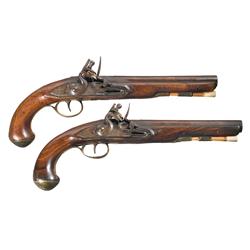 Pair of Ketland Naval Contract Officers Flintlock Pistols -A) Ketland Naval Contract Officers Flintl