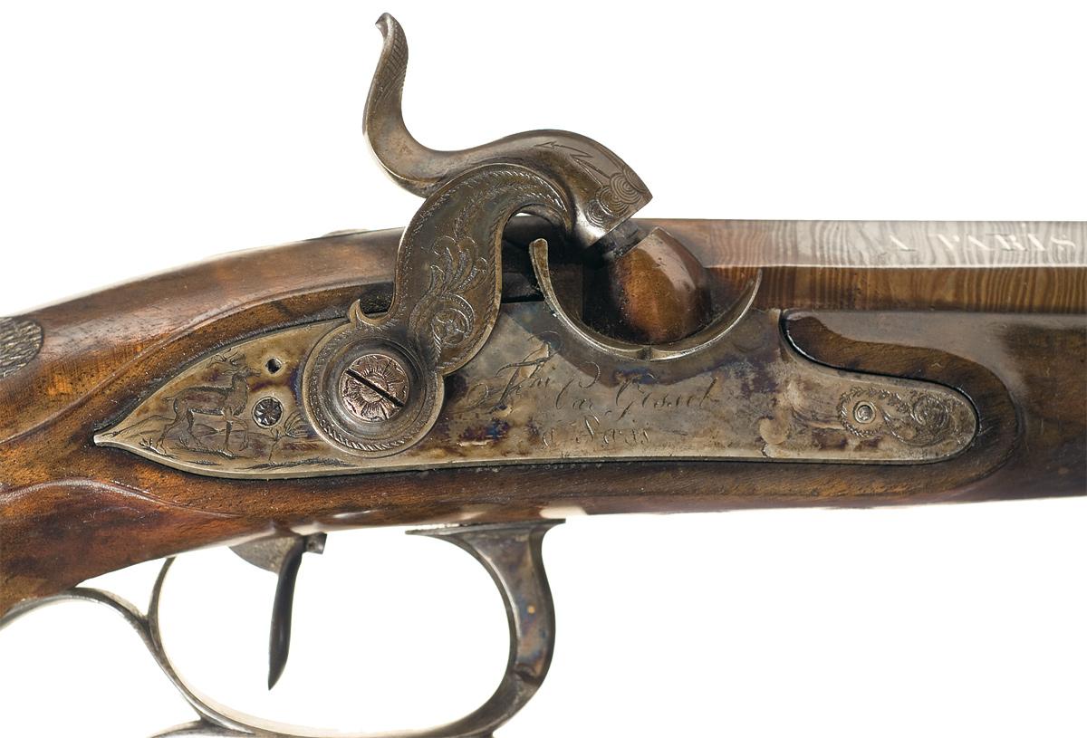 Pair of French Percussion Target Pistols by Gosset A) HalfStock