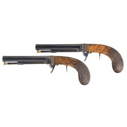 Unique High Grade Pair of Gold Inlaid French Gosset Underhammer Pistols -A) French Gosset Boxlock Un