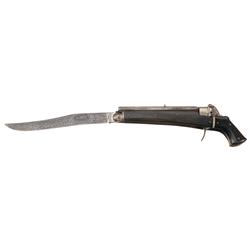 Unique Madrid Exposition Marked Pinfire Knife Pistol with Spanish Marked Blade
