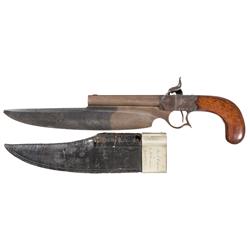 Extremely Rare Presentation Morrill Mosman and Blair Elgin Cutlass Pistol with Inscribed Scabbard