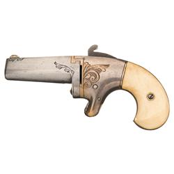 Rare National Arms Factory Engraved Number 2 Single Shot Derringer with Factory Ivory Grips