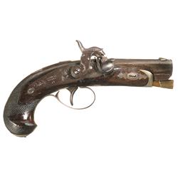 Henry Deringer Gold Banded and Silver Mounted Percussion Pocket Pistol with F.H. Clark & Company (Me