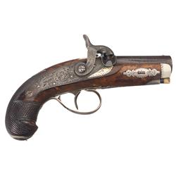 Gold Banded Henry Deringer Philadelphia Pocket Pistol Marked Hyde & Goodrich of New Orleans