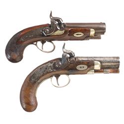 Two Percussion Pocket Pistols -A) Clark Memphis Marked Percussion Pocket Pistol  B) Scarce Engraved 