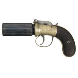 Engraved British Proofed Double Action Bar Hammer Pepperbox
