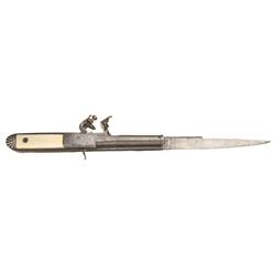 Rare and Unique Ivory Stocked Flintlock Knife Pistol