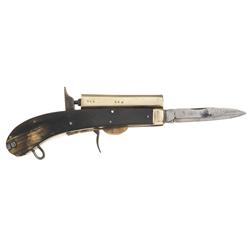 Scarce James Rodgers Percussion Knife Pistol