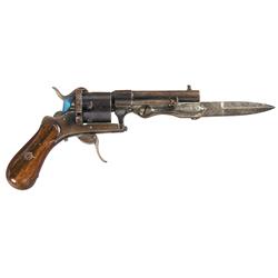 Unique Liege Double Action Pinfire Dagger Revolver
