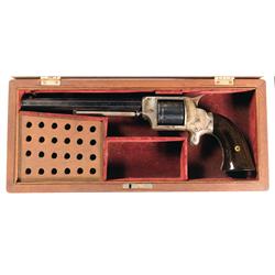 Rare Cased William Uhlinger 32 Rimfire Spur Trigger Revolver with Cone Marking and Seven Inch Barrel