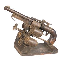 Decorative Oversized Mockup of a Multi-Cylinder Revolver