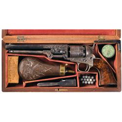 Exceptional Gustave Young Deluxe Engraved, Factory Cased and Civil War Officer Inscribed Colt Model 