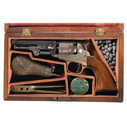 Cased English Proofed Colt Model 1849 Pocket Revolver with Accessories