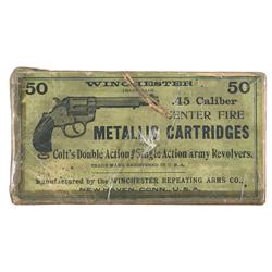 Sealed Box of Green Label Winchester Metallic .45 Caliber Cartridges