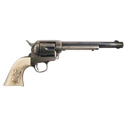 Pre-War Colt Single Action Army Revolver with Carved Ivory Stocks
