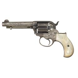 Antique Factory Engraved Colt Model 1877 Lightning Double Action Revolver with Pearl Grips