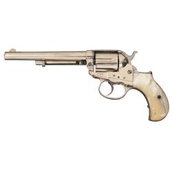 San Francisco Shipped Scarce 6 Inch Barrel Etched Panel Colt Model 1877 Lightning Double Action Revo