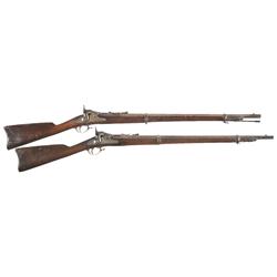 Two U.S. Springfield Trapdoor Rifles -A) U.S. Springfield Model 1869 Trapdoor Cadet Rifle  B) U.S. S
