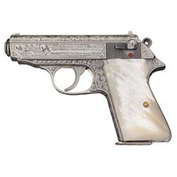 Factory Engraved American Walther PPK/S Semi Automatic Pistol with Pearl Grips