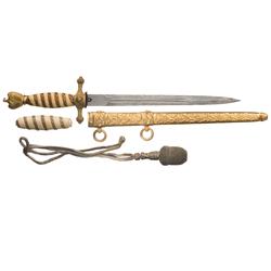 Outstanding Post-War  Admiral Raeder  Style 2nd Model Naval Presentation Dagger with Scabbard and Po