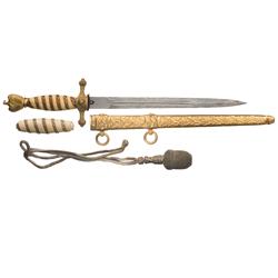 Outstanding Post-War "Admiral Raeder" Style 2nd Model Naval Presentation Dagger with Scabbard and Po