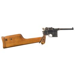 Mauser Model 1896 Cone Hammer Broomhandle Semi Automatic Pistol with Matching Wooden Stock/Holster