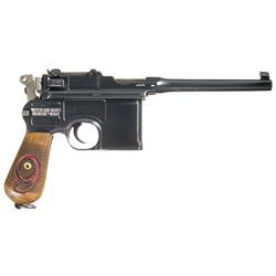 Excellent WWI Red-Nine Broomhandle Mauser Pistol with Shoulder Stock and Leather Carrying Harness