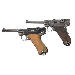 Two Luger Pistols -A) DWM Model 1906 American Eagle Luger Pistol  B) Mauser S/42 Code 1937 Date Luge