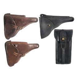 Three Luger Holsters and One Luger Magazine Holster