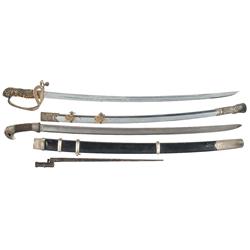 Chinese Lion Pommel Saber and Soviet Cossack Saber with Nagant Bayonet